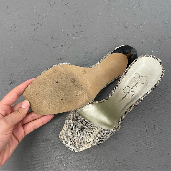 ⛔️SOLD⛔️Jessica Simpson Leather Reptile Square Toe Sandals - Picture 8 of 11